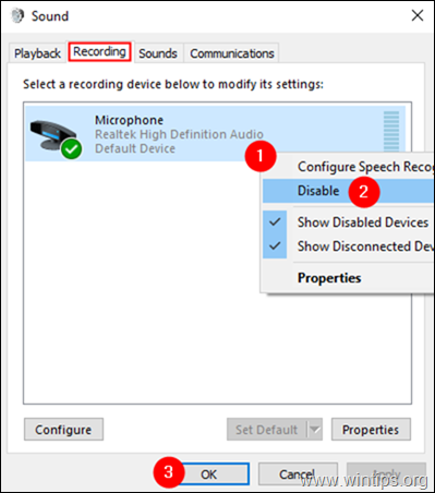 deshabilitar dispositivo de micrófono