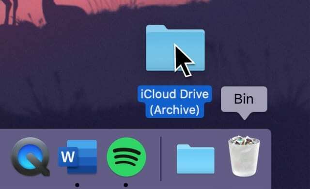 iCloud Drive (arkiv)-mappen går til papirkurven