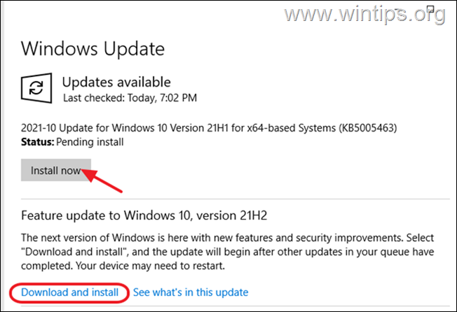 ellenőrizze a Windows 10 frissítéseit