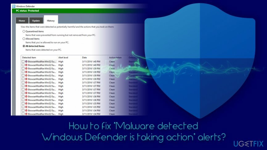 Jak opravit výstrahy „Byl zjištěn malware, Windows Defender provádí akci“?