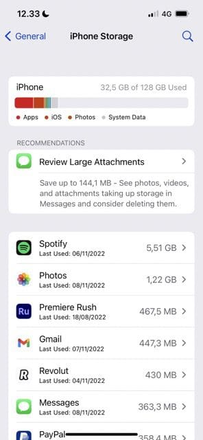 snimak zaslona koji prikazuje popis aplikacija u iOS-u