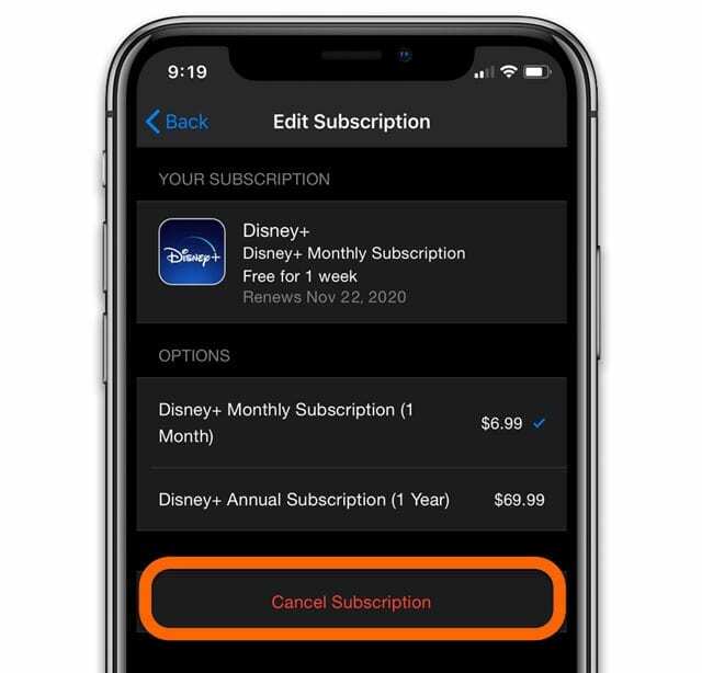 Cancelar Disney Plus o Disney + en suscripciones de iPhone