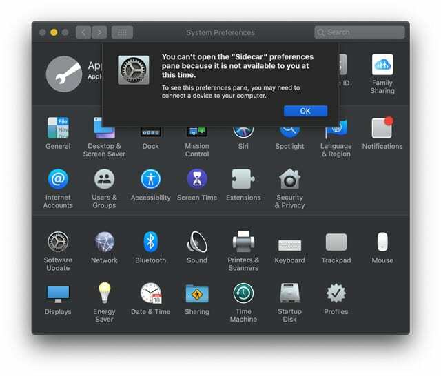 Sidecar-error-message-you-canant-open-preferences-pane