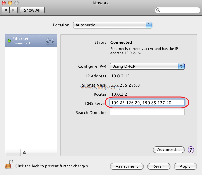 DNS-kiszolgáló módosítása mac os