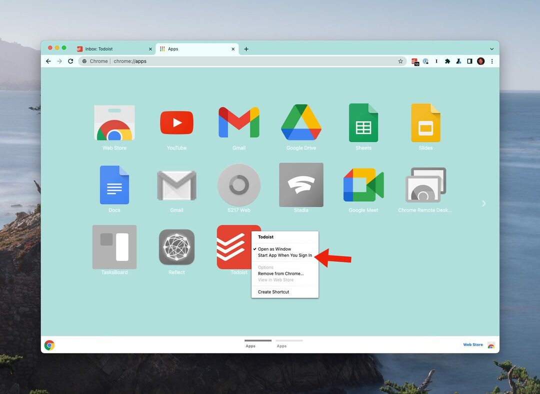 Autorun Chrome Web Apps no Mac