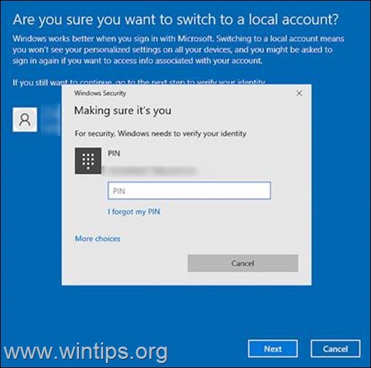 Windows10でMicrosoftアカウントをローカルアカウントに切り替える方法。