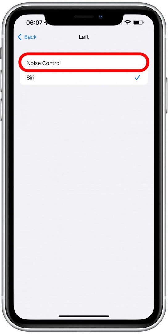 Πατήστε το και επιλέξτε Έλεγχος θορύβου για να επιβραδύνετε την εξάντληση της μπαταρίας σε αυτό το AirPod γιατί δεν λειτουργεί ένα από τα αερόποδά μου