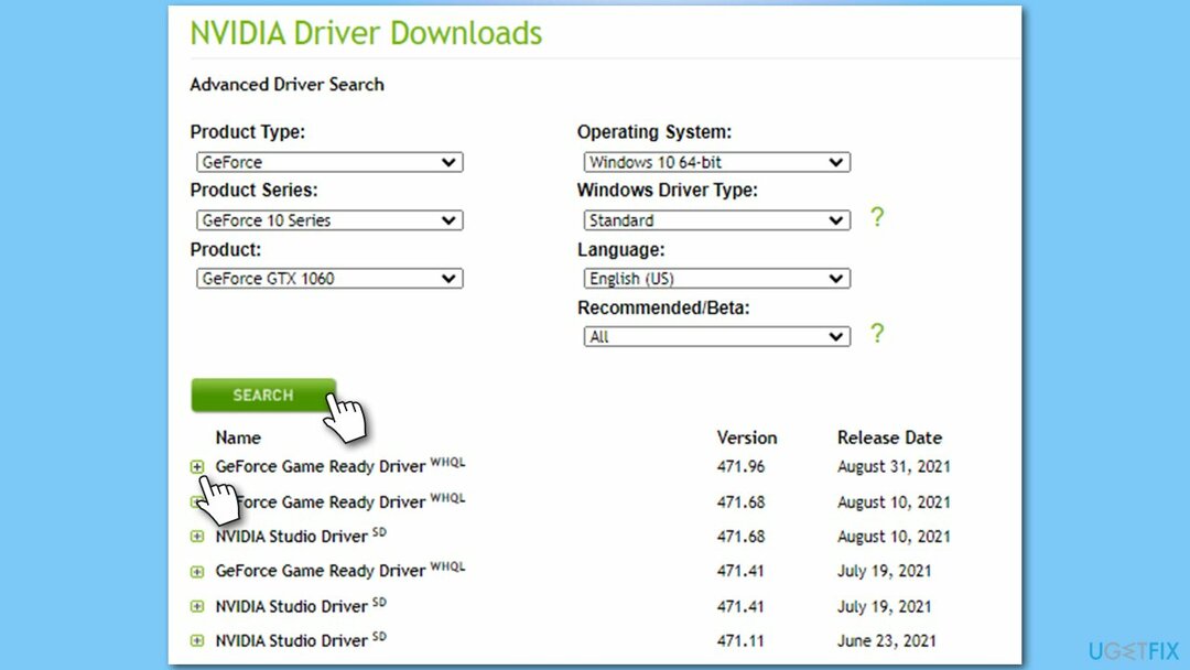 Installer ældre version af Nvidia-driveren