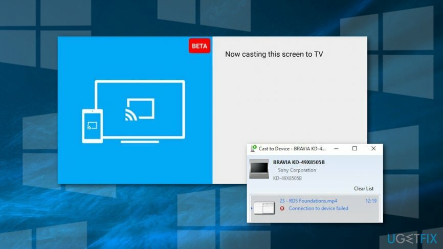 Ret fejlen Cast to Device fungerer ikke på Windows 10