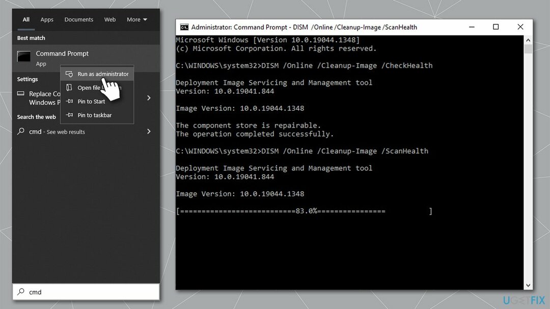 เรียกใช้ DISM, SFC และ chkdsk