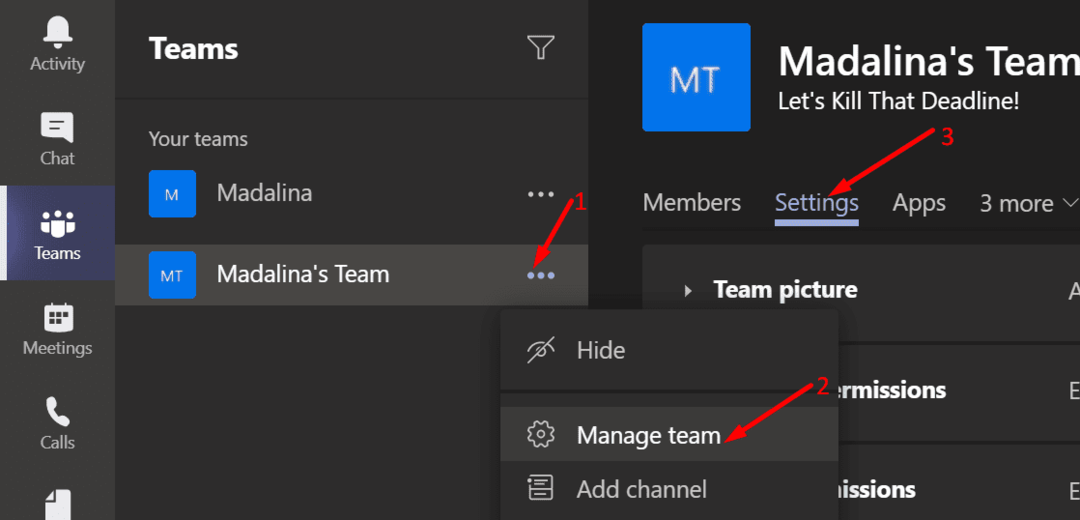 Teameinstellungen bearbeiten Microsoft Teams