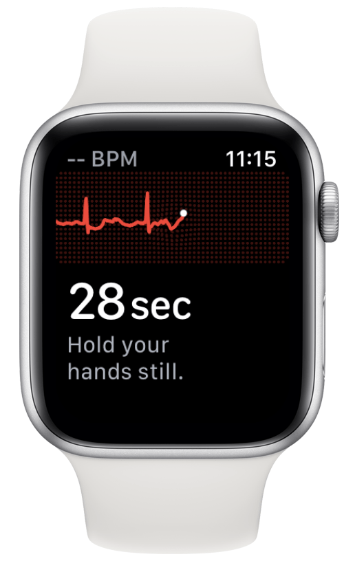 Führen Sie eine EKG-Messung durch, indem Sie Ihren Finger auf die Home-Taste halten