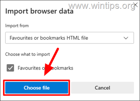 Импортировать HTML-файл закладок Microsoft Edge