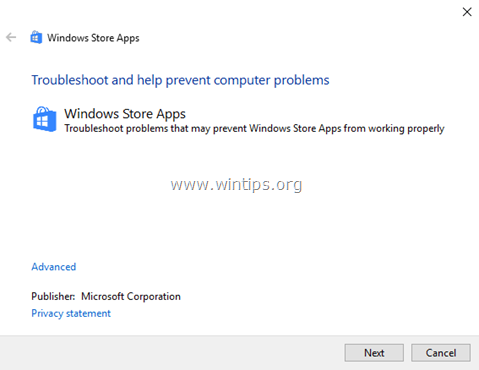 áruházi alkalmazások hibaelhárítója – Windows 10-8-8.1