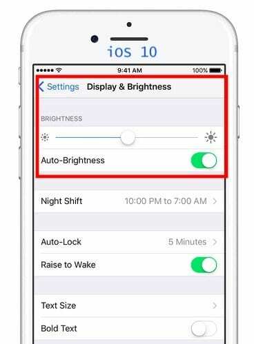 Onde está o brilho automático no iOS 11