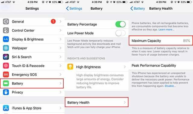 Zdravje baterije iOS