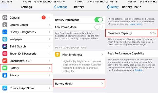 Stato della batteria iOS