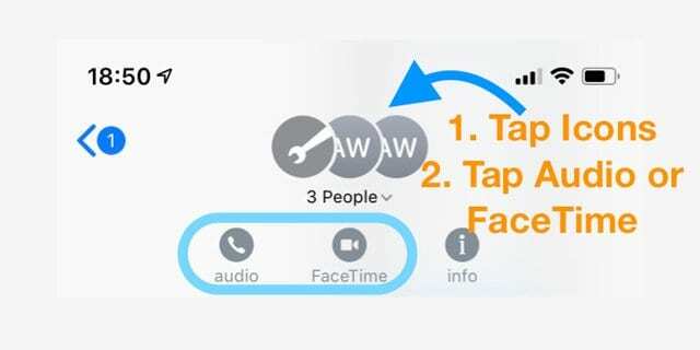 „FaceTime“ skambučiai „iMessage“ pokalbiuose ir pokalbiuose