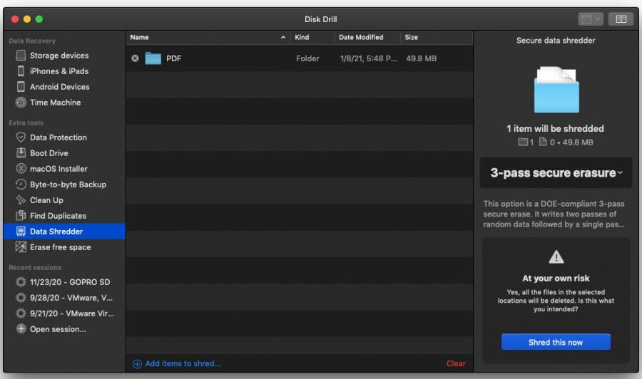 Disk Drill - Application de destruction de fichiers