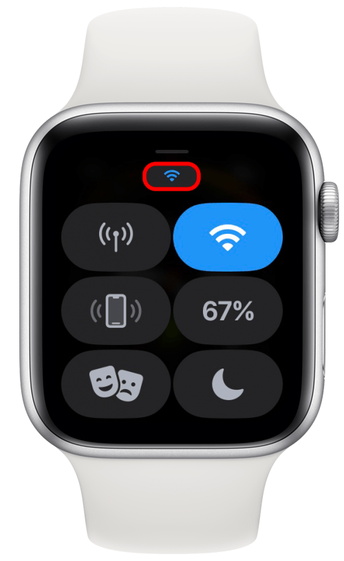 Als je het wifi-symbool ziet, is je horloge verbonden met wifi, maar niet met je iPhone.