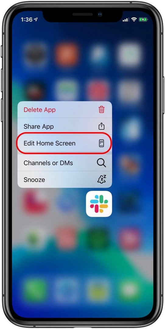 опция за редактиране на началния екран на iphone