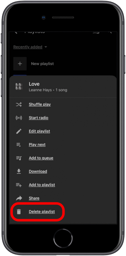 Wähle Playlist löschen aus, um sie aus deiner YouTube Music App zu entfernen.