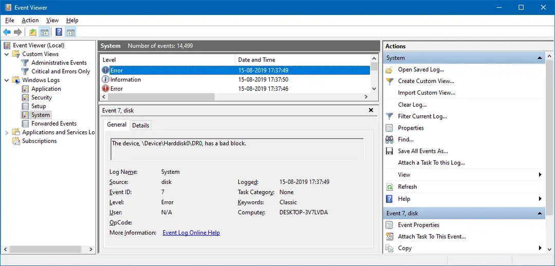 blok buruk hard disk ditemukan penampil acara