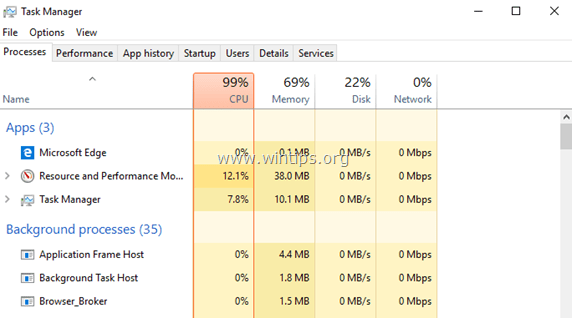 Corrigir alta CPU do Windows 10