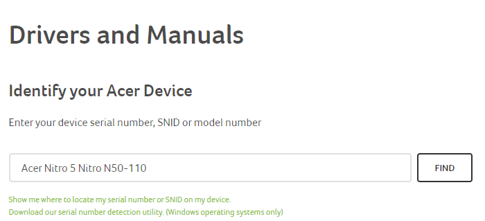 Identificar el dispositivo Acer