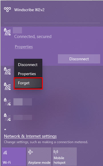 Vergessen eines Netzwerkprofils oder gespeicherten Netzwerks, um Windows 11 Wi-Fi Not Showing Up zu beheben