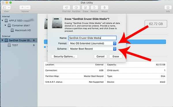 USB šifriranje na MacBooku - Disk Utility