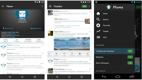 Plume — labākās Twitter lietotnes Android viedtālruņiem