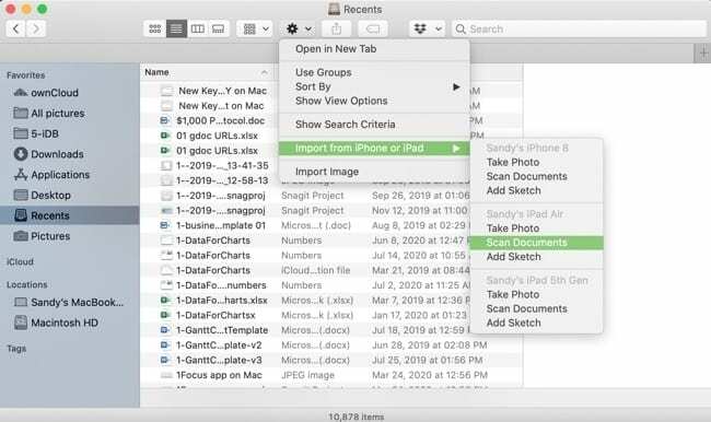 Scanare Document Finder Continuitate Camera-Mac iPhone