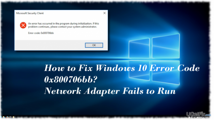 mostrando el error 0x800706bb en el escritorio de Windows 10