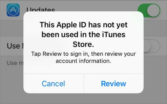 Этот Apple ID еще не использовался сообщение об ошибке iPhone