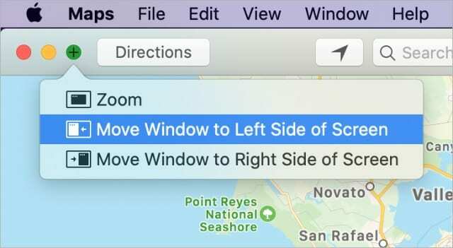 Переместить окно в левую часть экрана на Mac