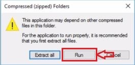 Rollo 프린터 드라이버 파일 설치를 위해 실행을 클릭합니다.