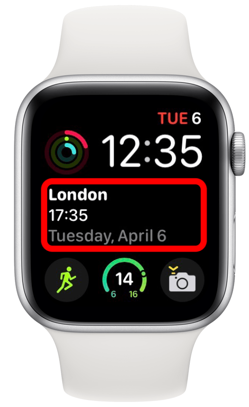 Komplikasi CalZones pada tampilan Apple Watch