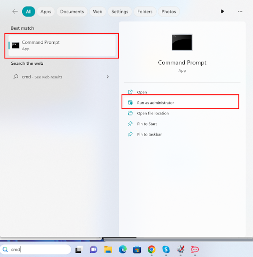 Command Prompt Jalankan sebagai admin di Windows 11