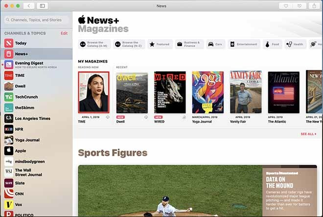 Apple News+ operētājsistēmā Mac — sākumlapa