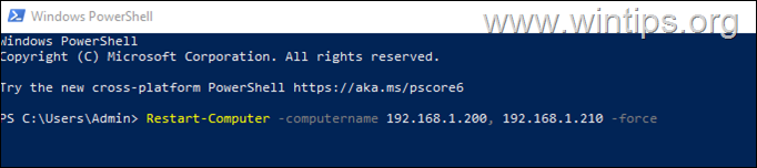 start en ekstern datamaskin på nytt fra powershell