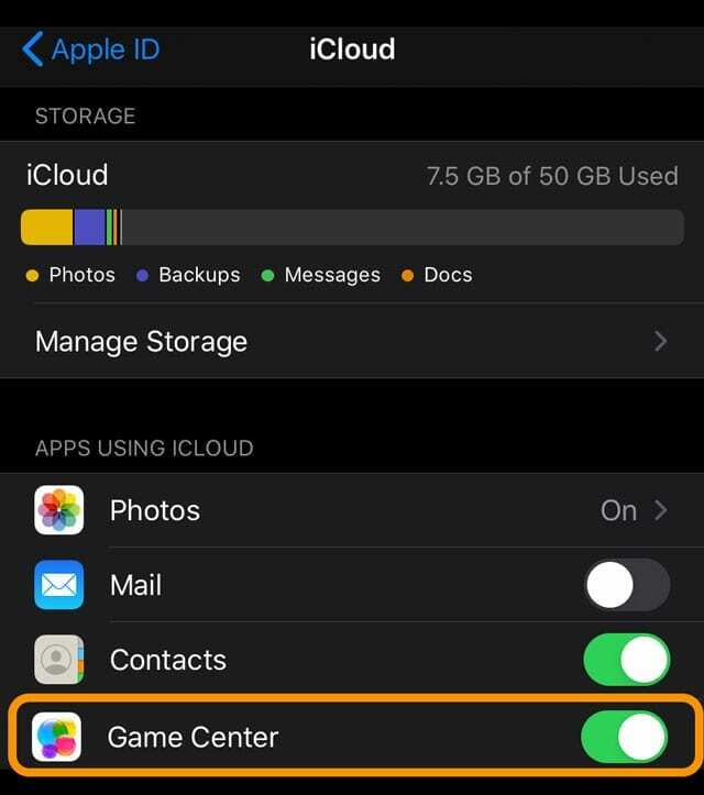 Configuración de iCloud Game Center iPhone, iPad, iPod