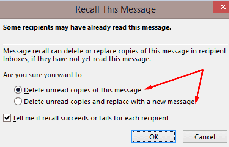 Outlook supprime les copies non lues de ce message