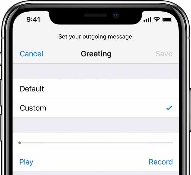 Nastavitve pozdrava glasovne pošte iPhone