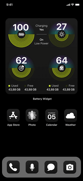 Widget de batería y widgets de color