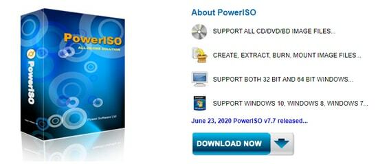 Power ISO - najboljša programska oprema za zapisovanje datotek ISO