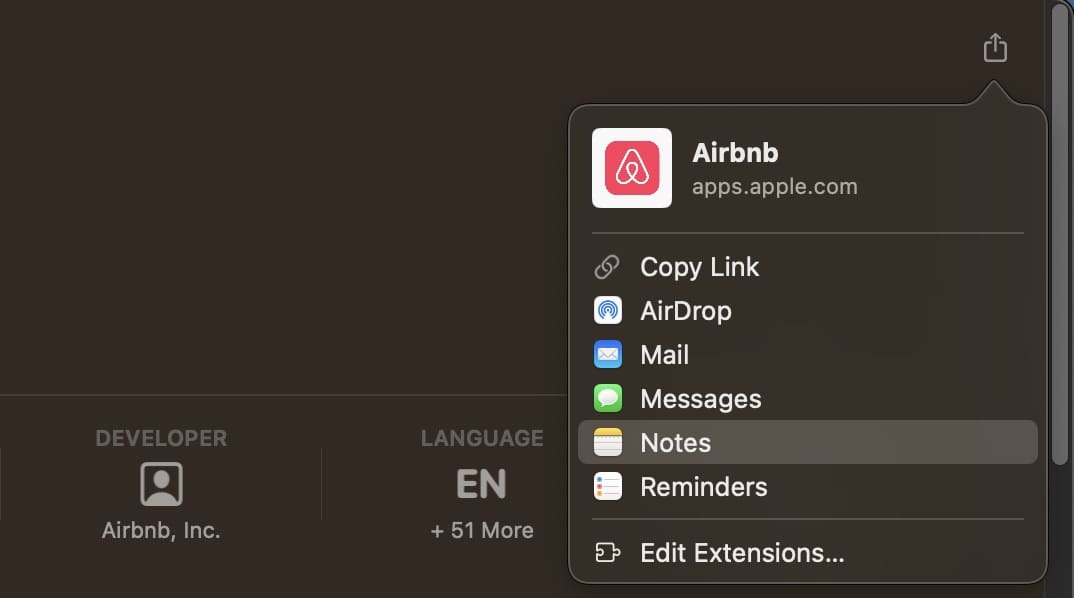 أضف رابط التطبيق في لقطة شاشة Mac App Store