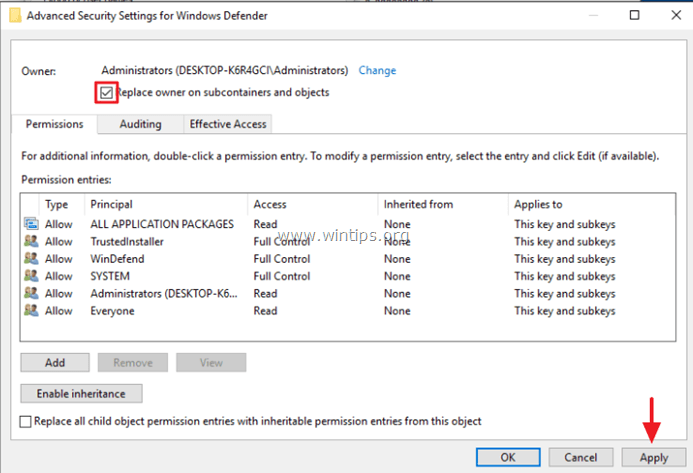 Aktivieren Sie die Windows Defender-Registrierung