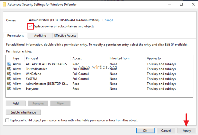 Aktiver Windows Defender Registry