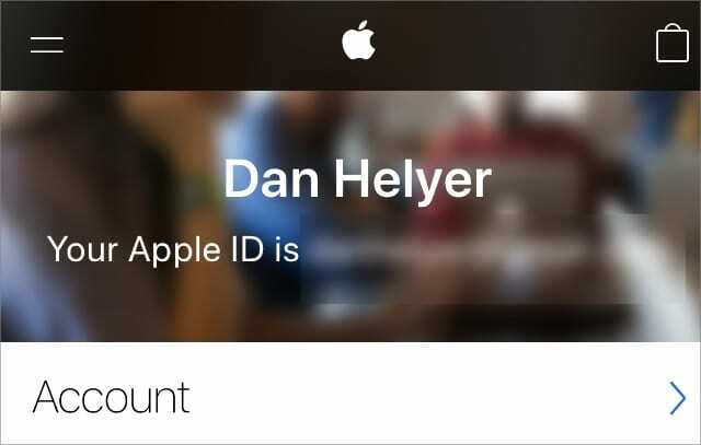 Πληροφορίες λογαριασμού Apple ID στον ιστότοπο του iPhone